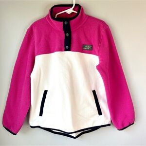 Eddie Bauer Pink and White Colorblock Fleece Pullover